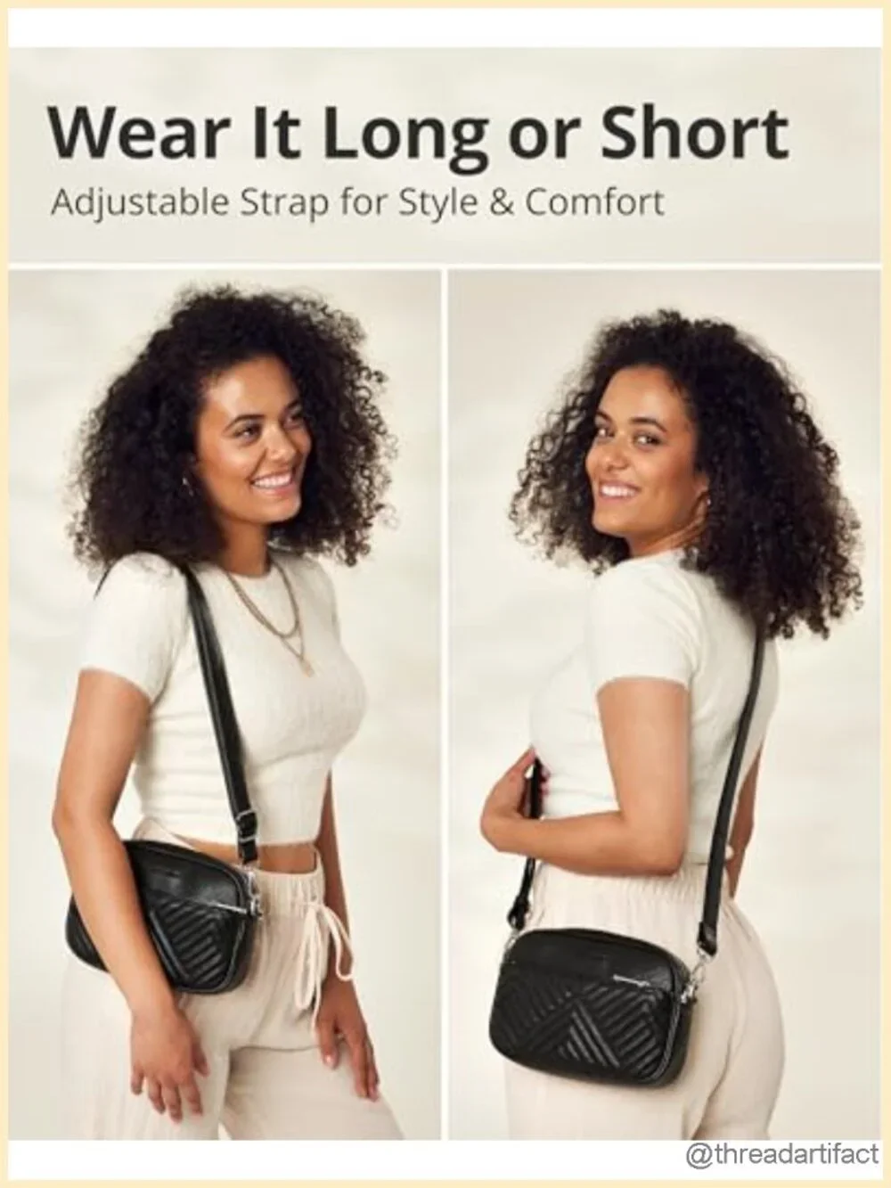 Premium Quilted Crossbody Bag with Anti-Pickpocket Clip, Faux Leather Handbag